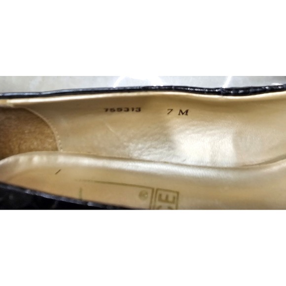 Vtg Joyce Black Snake Embossed Leather Pointed Toe Heels Pumps Womens Size 7M - Picture 2 of 7